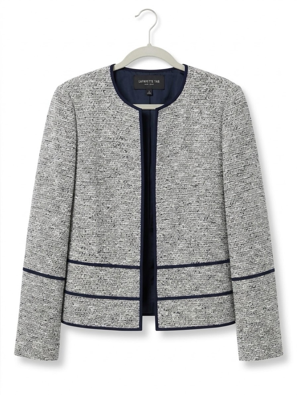 Lafayette 148 NY Navy Tweed Open-Front Jacket